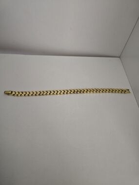 Gold Tone Herringbone Chain Bracelet